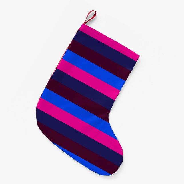 Petite Chaussette De Noël Rayures néon de minuit (Devant (Accrochage))