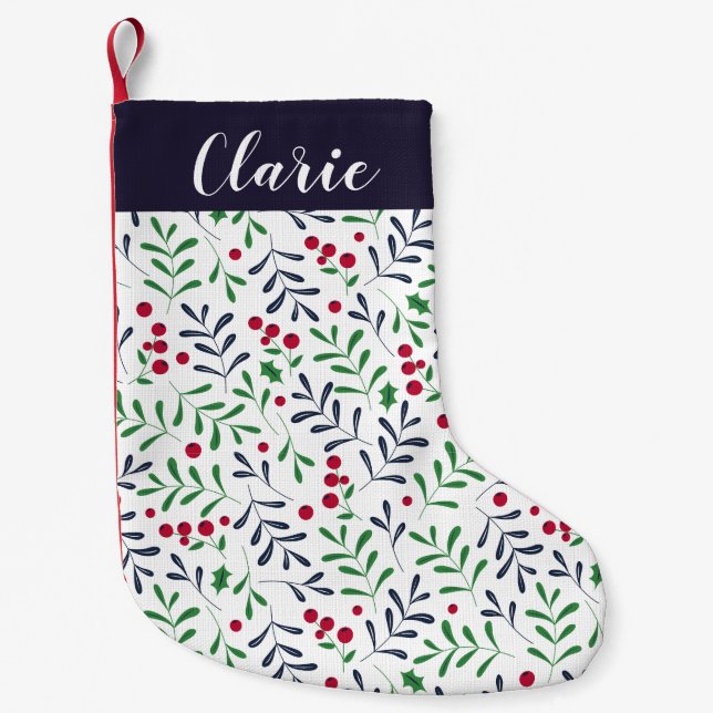 Petite Chaussette De Noël Réception de Noël personnalisée Holly moderne (Devant)