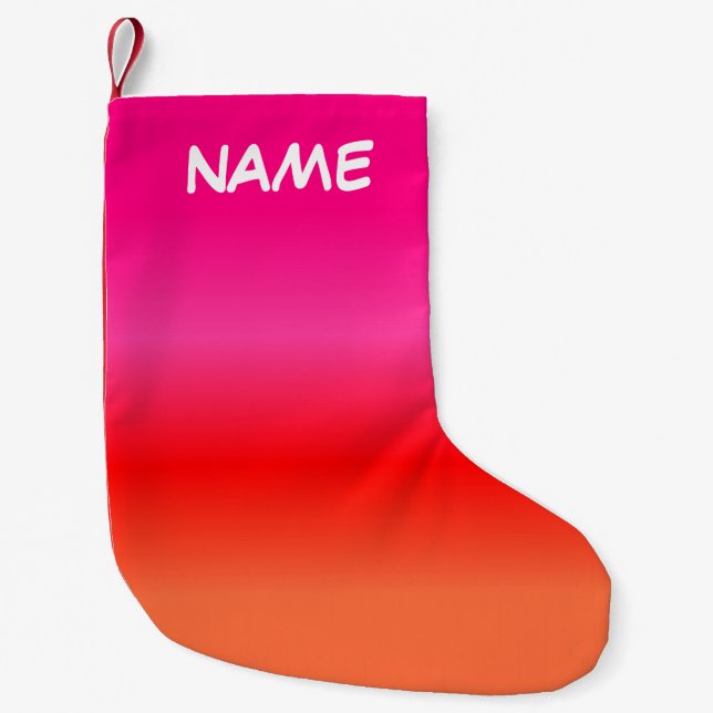 Petite Chaussette De Noël Récipiendaire de Noël rose, rouge et orange (Devant)