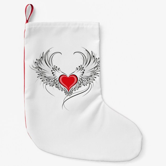 Petite Chaussette De Noël Red Angel Coeur avec ailes (Devant)