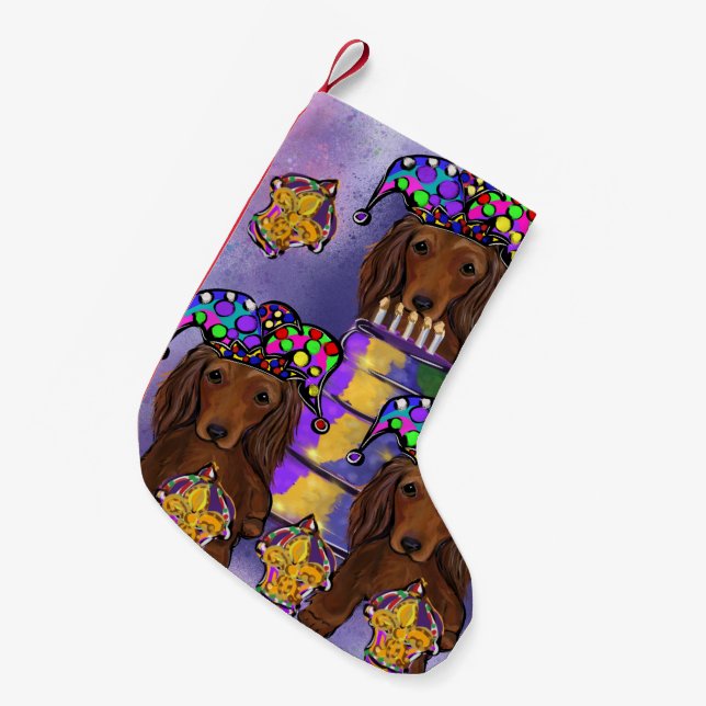 Petite Chaussette De Noël Red Doxies Mardi Gras (Devant (Accrochage))