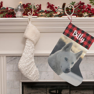 Petite Chaussette De Noël Red Flannel Plaid Russe Pet Chien photo monogramme