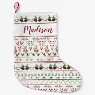 Petite Chaussette De Noël Red Green Nordic Pinecone Motif personnalisé