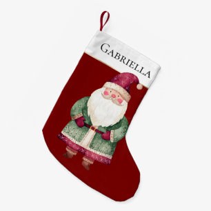 Petite Chaussette De Noël Red Green Père Noël Nom personnalisé Noël