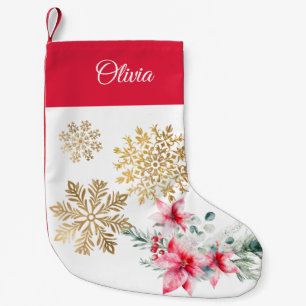 Petite Chaussette De Noël Red Poinsettia Fleur Noël Soirée