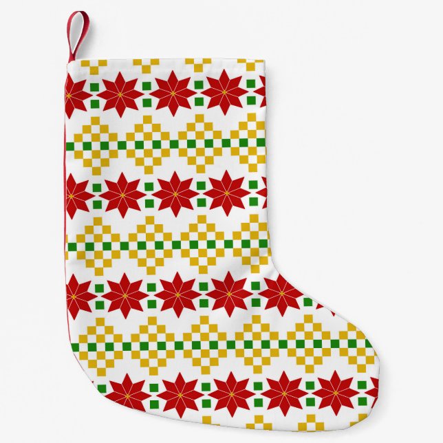 Petite Chaussette De Noël Red Poinsettias Motif Petite réserve de Noël (Devant)