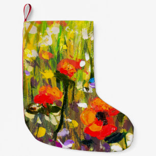 Petite Chaussette De Noël Red Poppies Champ peinture Abstraite