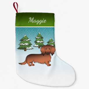 Petite Chaussette De Noël Red Sable Long Cheveux Dachshund Chien - forêt d'h