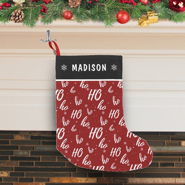 Petite Chaussette De Noël Red Santa Claus Ho Ho Ho Motif Christmas (dark red santa claus ho ho ho pattern Christmas stocking)