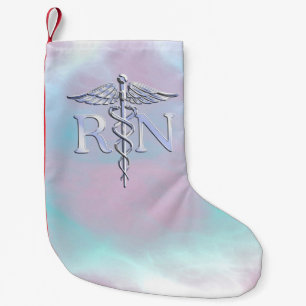 Petite Chaussette De Noël Regard Médicale de perle de mère de caducée de 