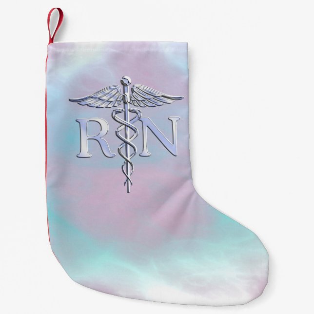 Petite Chaussette De Noël Regard Médicale de perle de mère de caducée de RN (Devant)