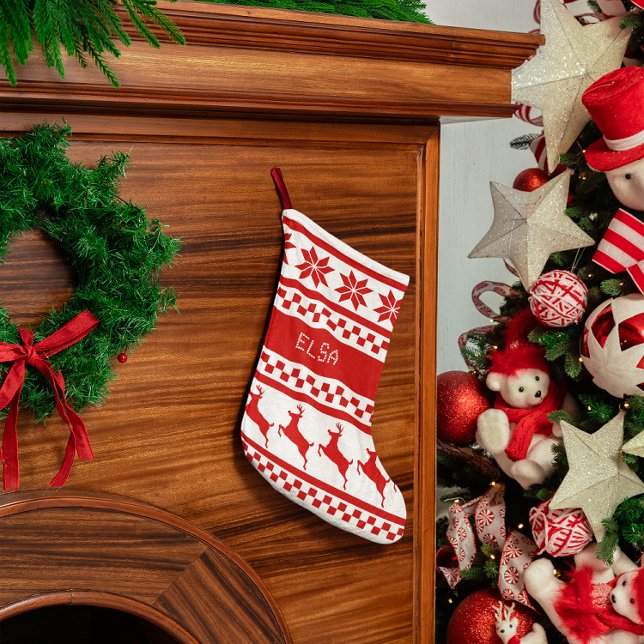 Petite Chaussette De Noël Reindeer d'impression nordique personnalisé (Créateur téléchargé)