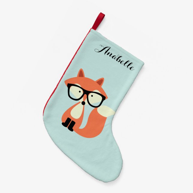 Petite Chaussette De Noël Renard rouge Hipster (Devant (Accrochage))