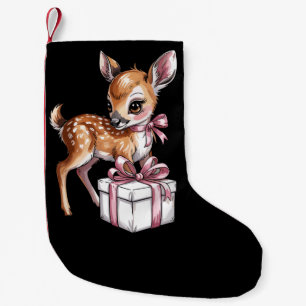 Petite Chaussette De Noël Renne de Noël Bébé Rose Rétro Vintage 