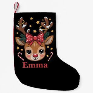 Petite Chaussette De Noël Renne de Noël personnalisée pour fille Famille Xma