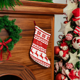 Petite Chaussette De Noël Renne nordique d'impression personnalisé