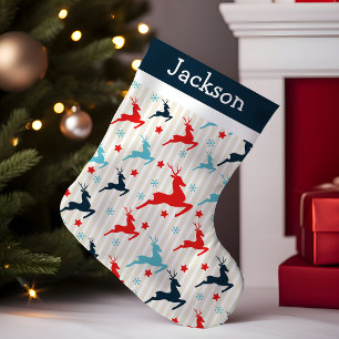 Petite Chaussette De Noël Renne sauteur Monogramme