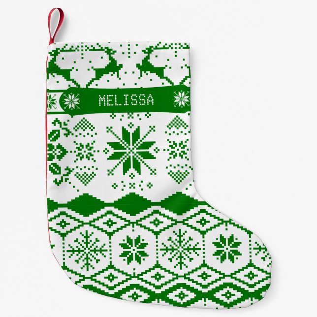 Petite Chaussette De Noël Rennes de Noël monogrammes (Devant)