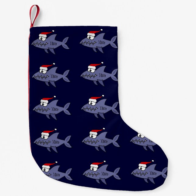 Petite Chaussette De Noël Requin drôle dans le bas de Noël de casquette de (Devant)