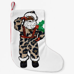 Petite Chaussette De Noël réserve de léopard d'afrique santa claus