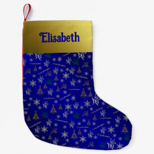Petite Chaussette De Noël réserve de noël de joyeux bleu et or