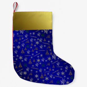 Petite Chaussette De Noël réserve de noël de joyeux bleu et or