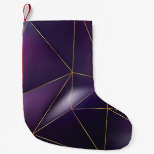 Petite Chaussette De Noël Résumé géométrique violet avec lignes dorées