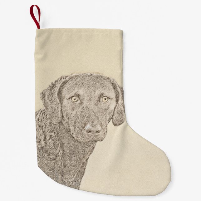 Petite Chaussette De Noël Retriever de Chesapeake Bay Peinture originale de  (Devant)