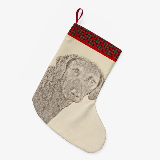 Petite Chaussette De Noël Retriever de Chesapeake Bay Peinture originale de  (Devant (Accrochage))