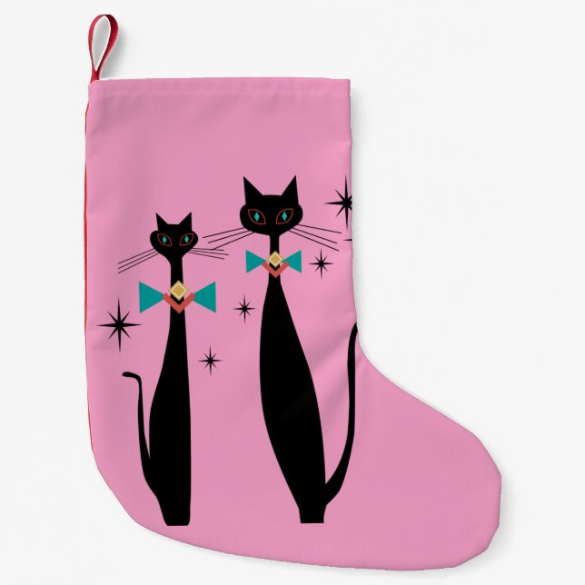 Petite Chaussette De Noël Retro Atomique Moyen Siècle Moderne MCM Cool Chat (Devant)