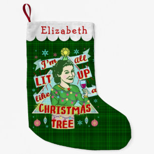 Petite Chaussette De Noël Rétro Lit potable de femme d'humour de Noël drô