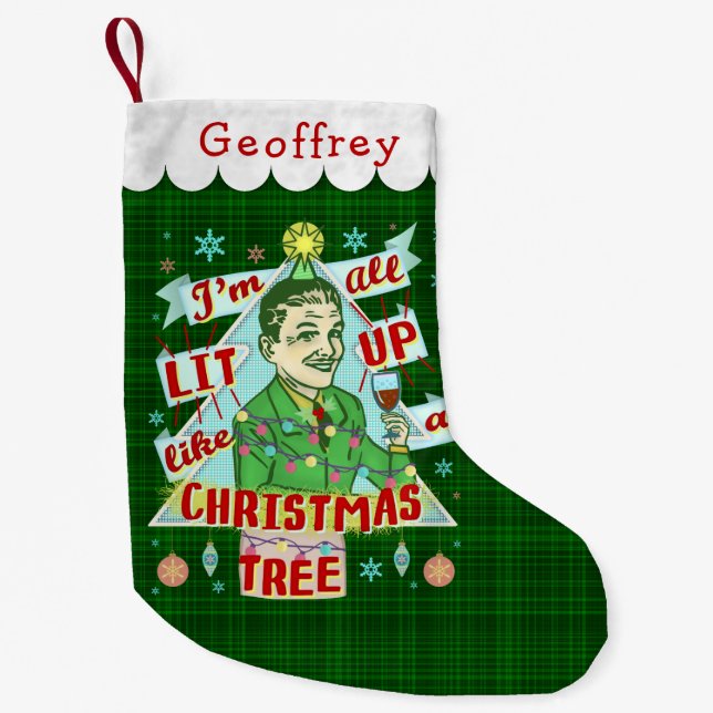 Petite Chaussette De Noël Rétro Lit potable d'homme d'humour de Noël drôle (Devant)