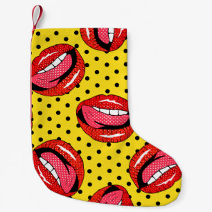 Petite Chaussette De Noël Retro Pop Art : Badges de patchs de dessin