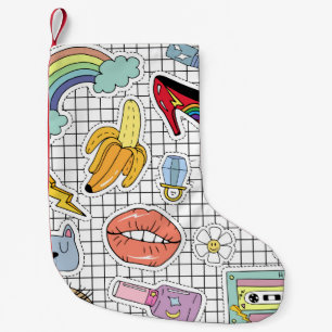 Petite Chaussette De Noël Retro Pop Art : Collection Badge