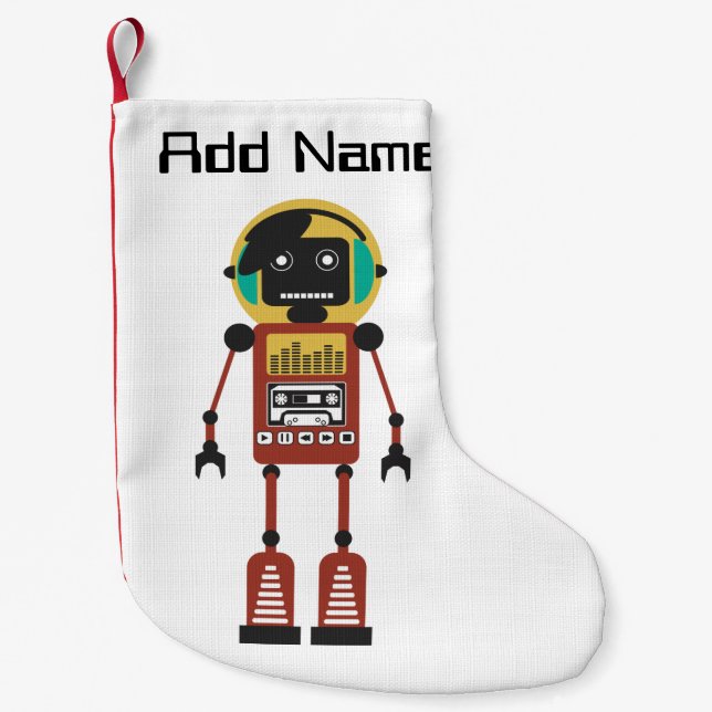Petite Chaussette De Noël Rétro robot par radio (Devant)