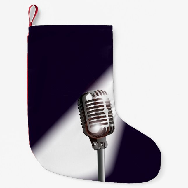 Petite Chaussette De Noël Rétro stage microphone (Devant)