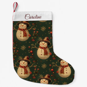Petite Chaussette De Noël Rétro Vintage Joyeux Bonhomme de Neige de Noël
