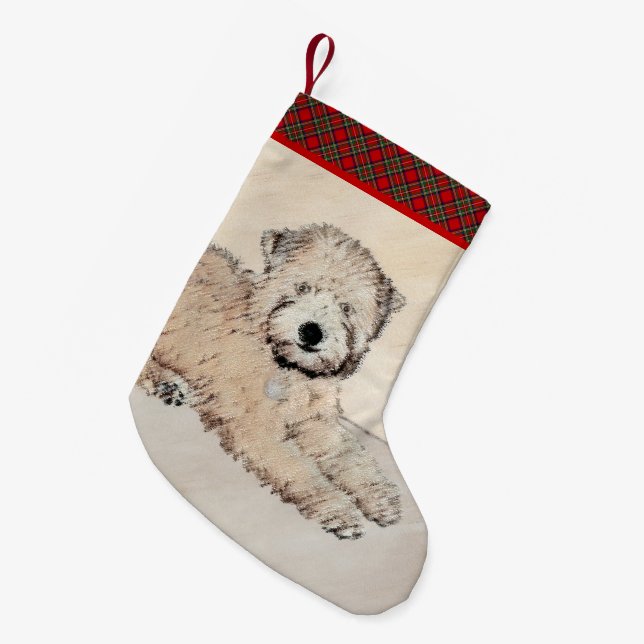 Petite Chaussette De Noël Revêtu doux Roue Peinture Terrier Art original (Devant (Accrochage))