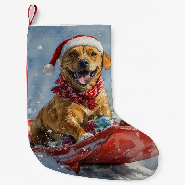 Petite Chaussette De Noël Rhodesian Ridgeback Dog dans Sledge Noël (Devant)