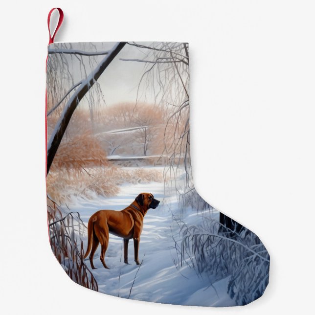 Petite Chaussette De Noël Rhodesian Ridgeback Laisser Neige Noël (Devant)