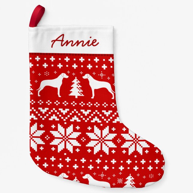 Petite Chaussette De Noël Rhodesian Ridgeback silhouette le motif de (Devant)