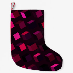 Petite Chaussette De Noël Rhombus rose foncé : Décor Abstrait rayonnant