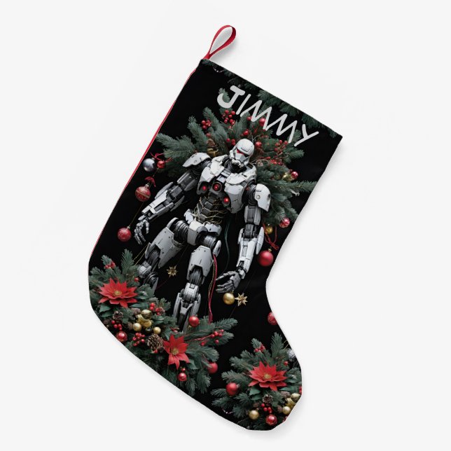 Petite Chaussette De Noël Robot de Noël Mech (Devant (Accrochage))