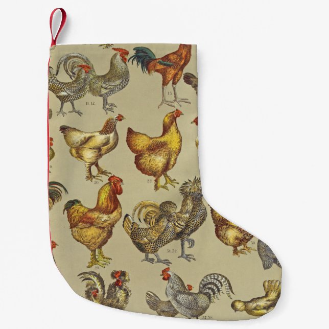 Petite Chaussette De Noël Rooster Poulet de la ferme Pays Animal (Devant)