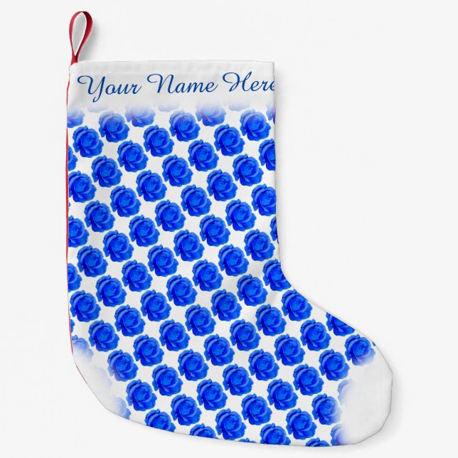 Petite Chaussette De Noël Rose bleu Stocking Rose Noël Stocking personnalisé (Devant)