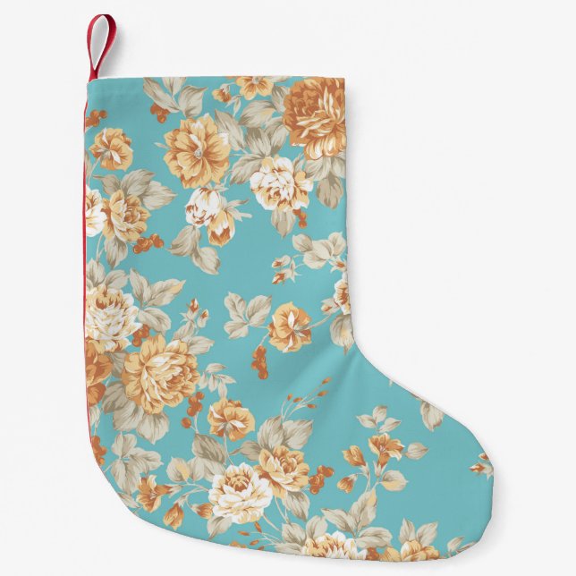 Petite Chaussette De Noël Rose bouquet design Seamless pattern with White ba (Devant)