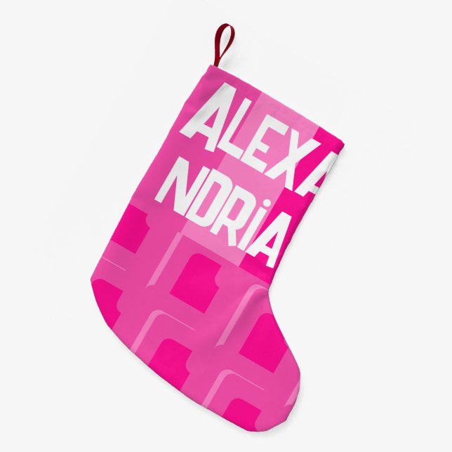 Petite Chaussette De Noël Rose chaud rétro personnalisé (Devant (Accrochage))