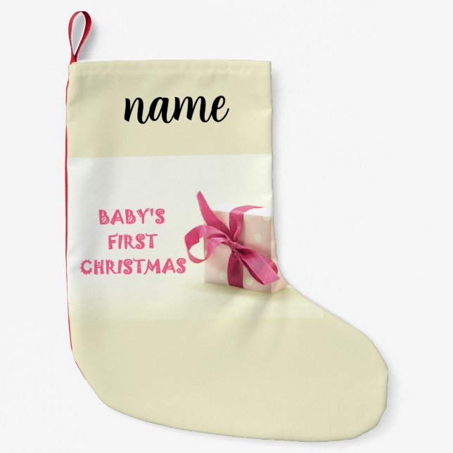 Petite Chaussette De Noël rose de Noël pour bébé (Devant)