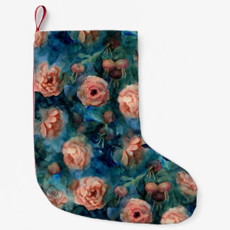 Petite Chaussette De Noël Rose en floraison aquarelle Motif sans couture