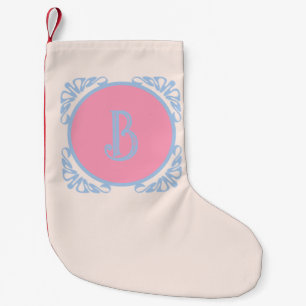 Petite Chaussette De Noël Rose et bleu personnalisés
